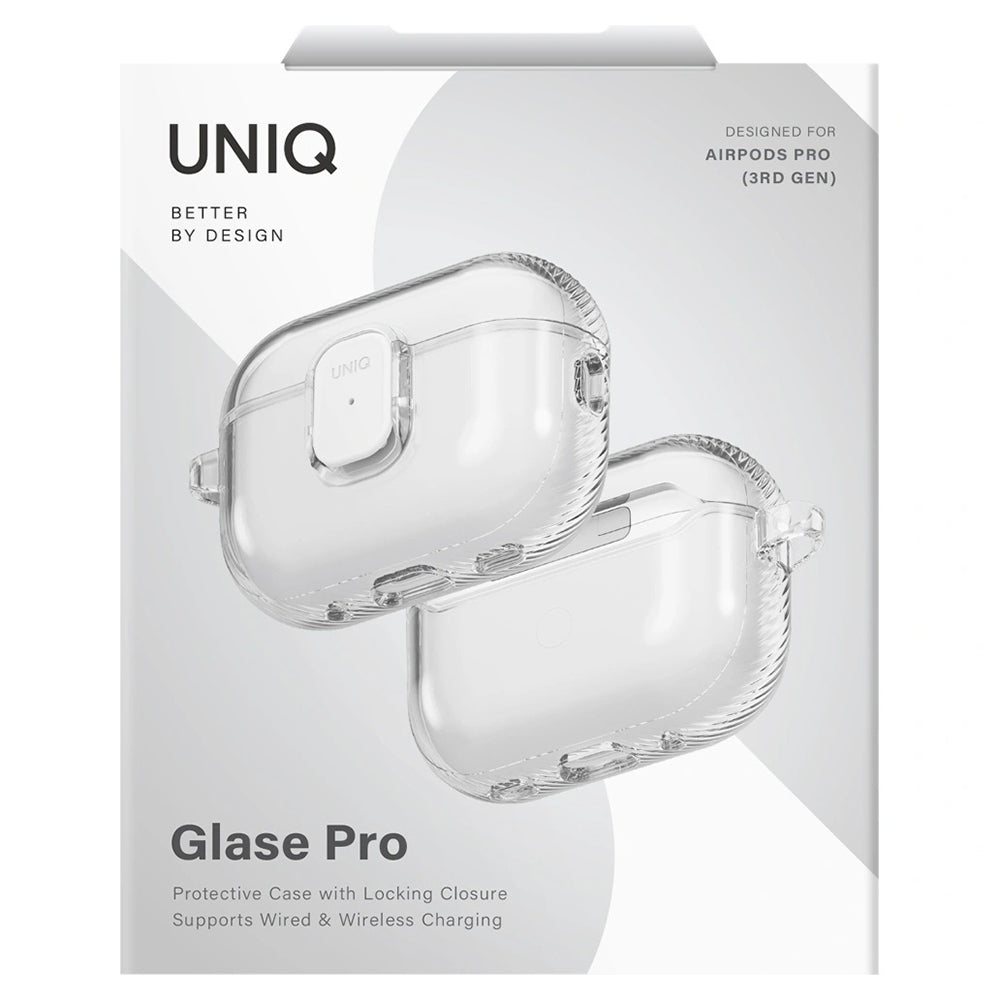 Husa UNIQ Glase Pro Lock Case AirPods Pro 3, Policarbonat, Transparent