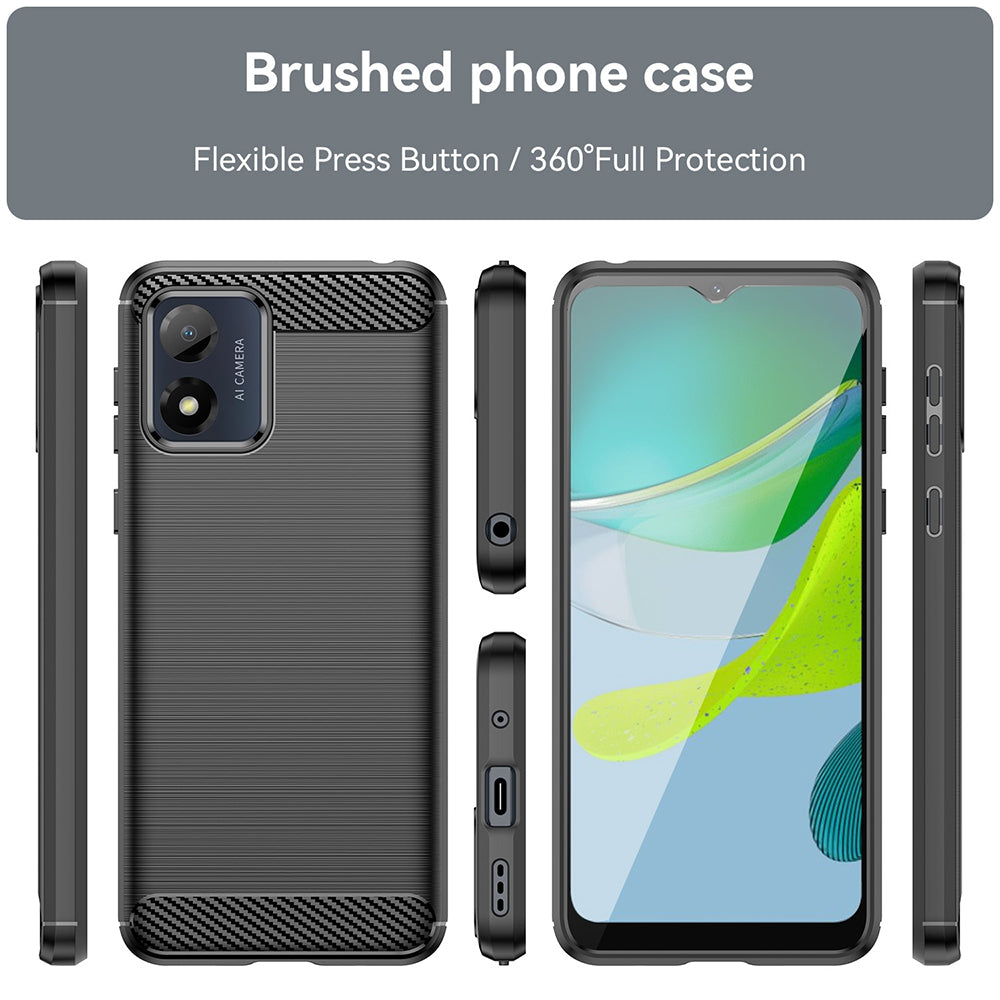 Husa de protectie Techsuit Carbon Silicone compatibil cu Motorola Moto E13, Negru