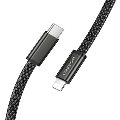 Cablu Borofone Peace (BX124), USB-C la Lightning, 30W, 1m, Negru