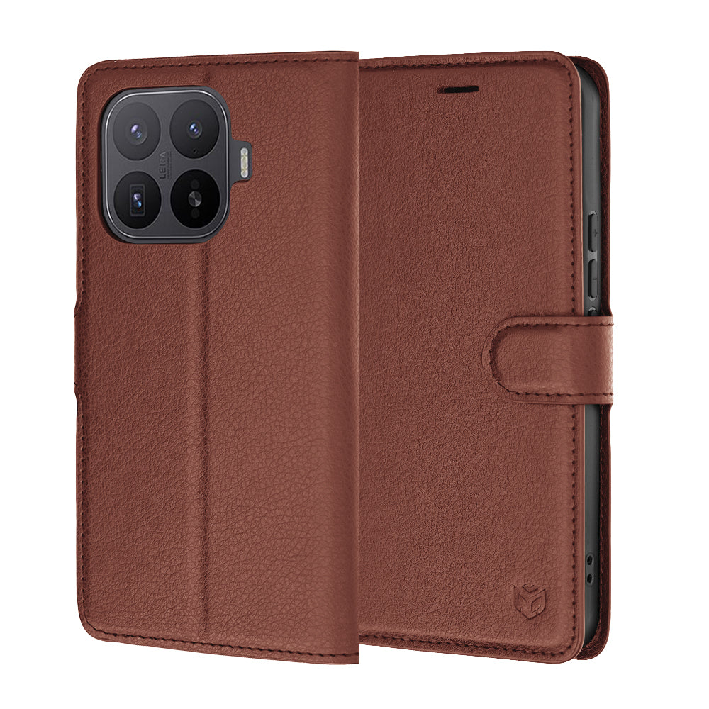 Husa de protectie Techsuit Leather Folio compatibil cu Xiaomi 17T Pro, Maro