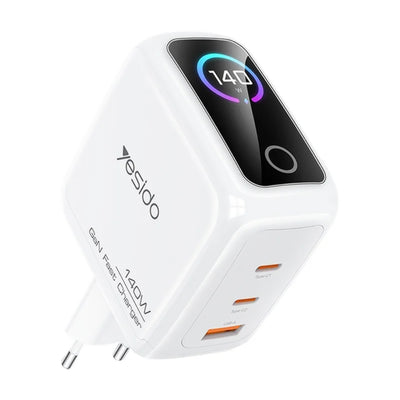Incarcator Yesido (YC114), USB / 2x Type-C, 140W, TFT Display, Alb