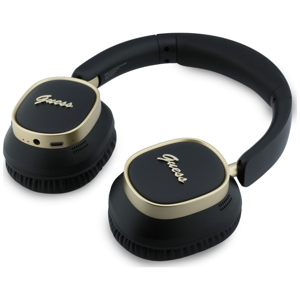 Casti Wireless Guess Rectangle Metal Script (GUBHV28HGCSMK), Bluetooth, ENC, Negru