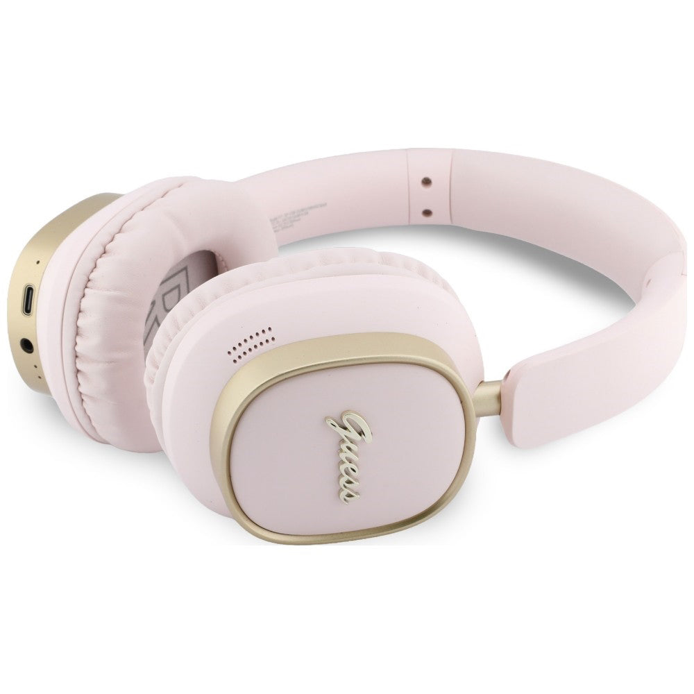 Casti Wireless Guess Rectangle Metal Script (GUBHV28HGCSMP), Over-ear, Bluetooth, Roz