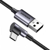 Cablu Ugreen Right Angle US284 (50942), USB-C, 18W 3A, 2m, Gri