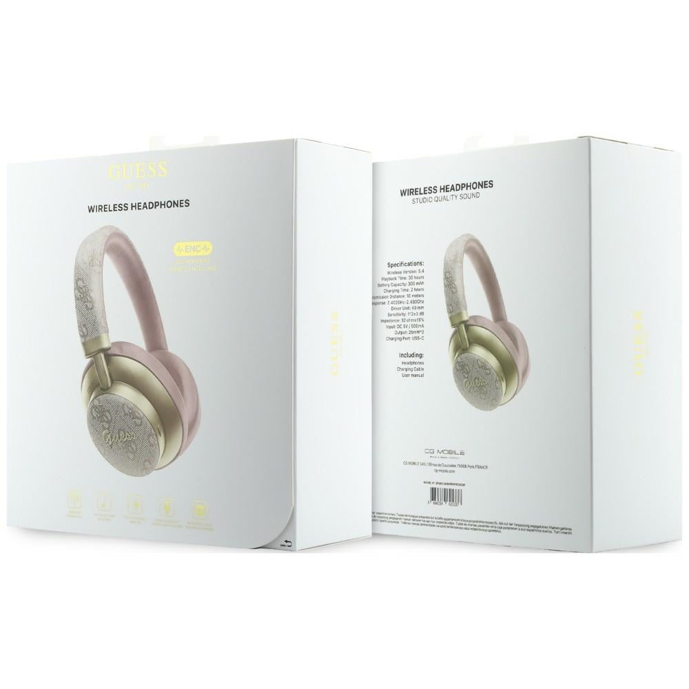 Casti Over-ear, BT, ENC - Guess 4G Gold Script Metal (GUBHP83P4CSCMP) - Pink