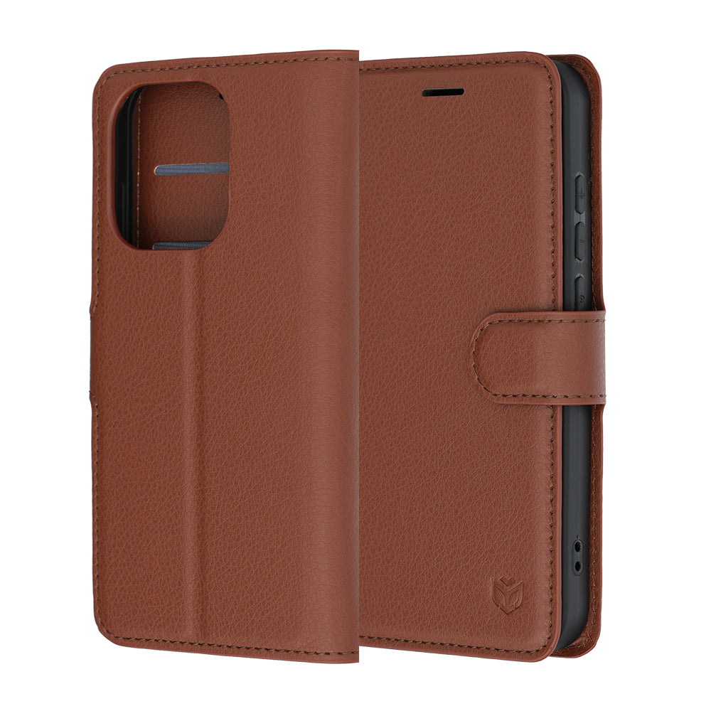 Husa de protectie Techsuit Leather Folio compatibil cu Oppo Reno16 Pro, Maro
