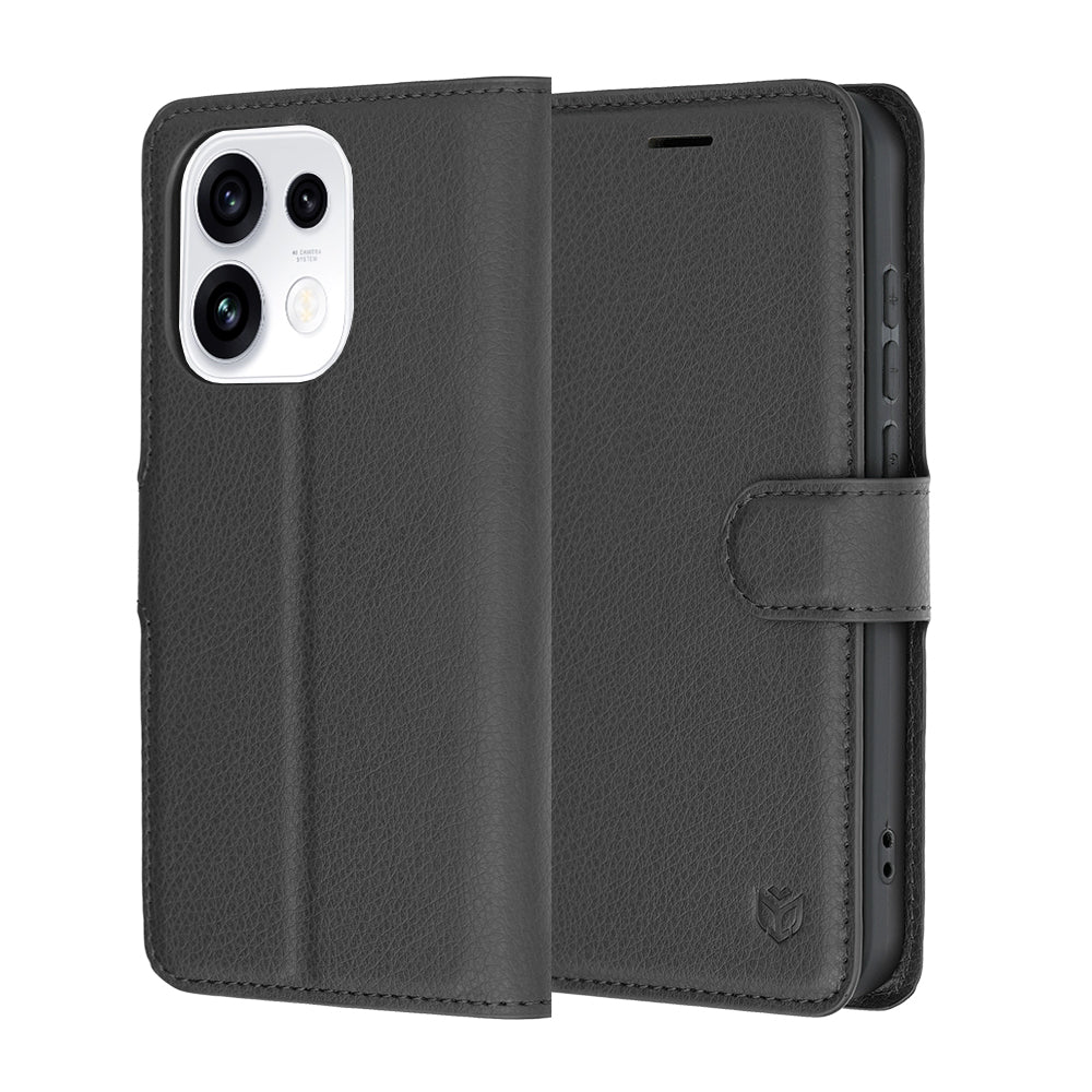 Husa de protectie Techsuit Leather Folio compatibil cu Oppo Reno16 Pro, Negru