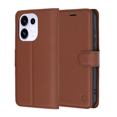 Husa de protectie Techsuit Leather Folio compatibil cu Oppo Reno16, Maro