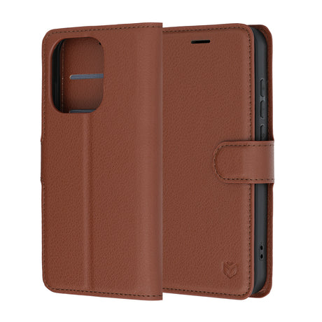 Husa de protectie Techsuit Leather Folio compatibil cu Oppo Reno16, Maro