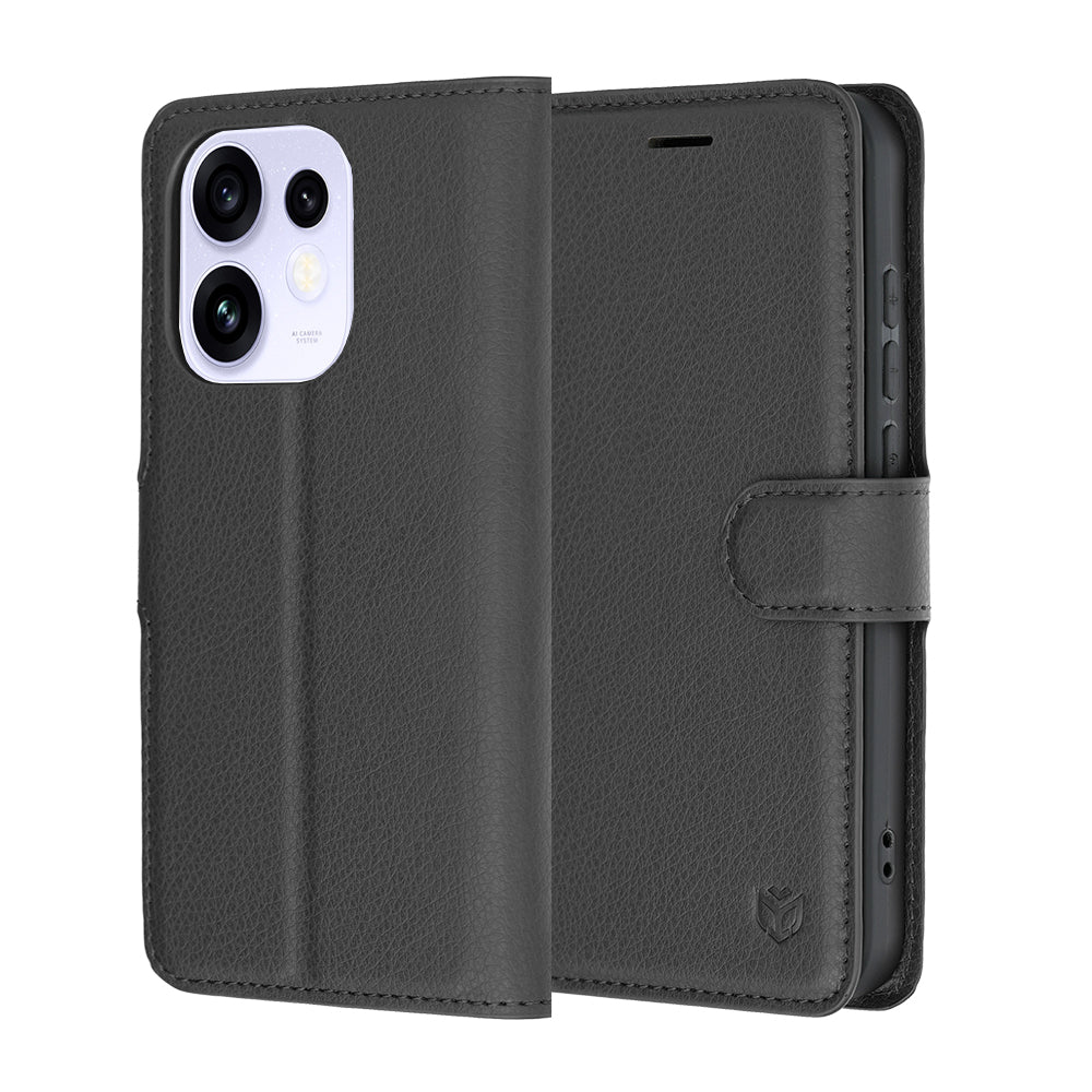 Husa de protectie Techsuit Leather Folio compatibil cu Oppo Reno16, Negru