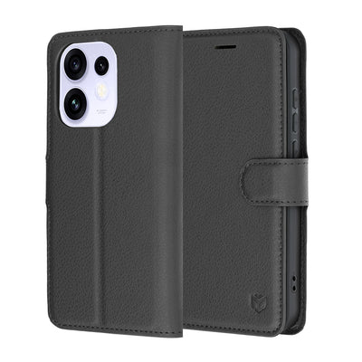 Husa de protectie Techsuit Leather Folio compatibil cu Oppo Reno16, Negru