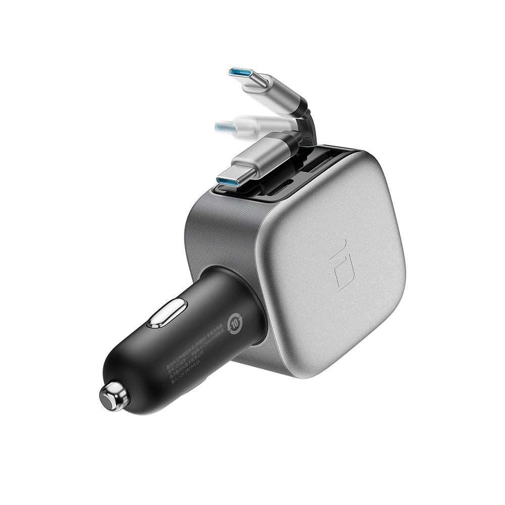 Incarcator Cuktech (CC903P), USB / Type-C, 100W, Cablu Retractabil, Negru