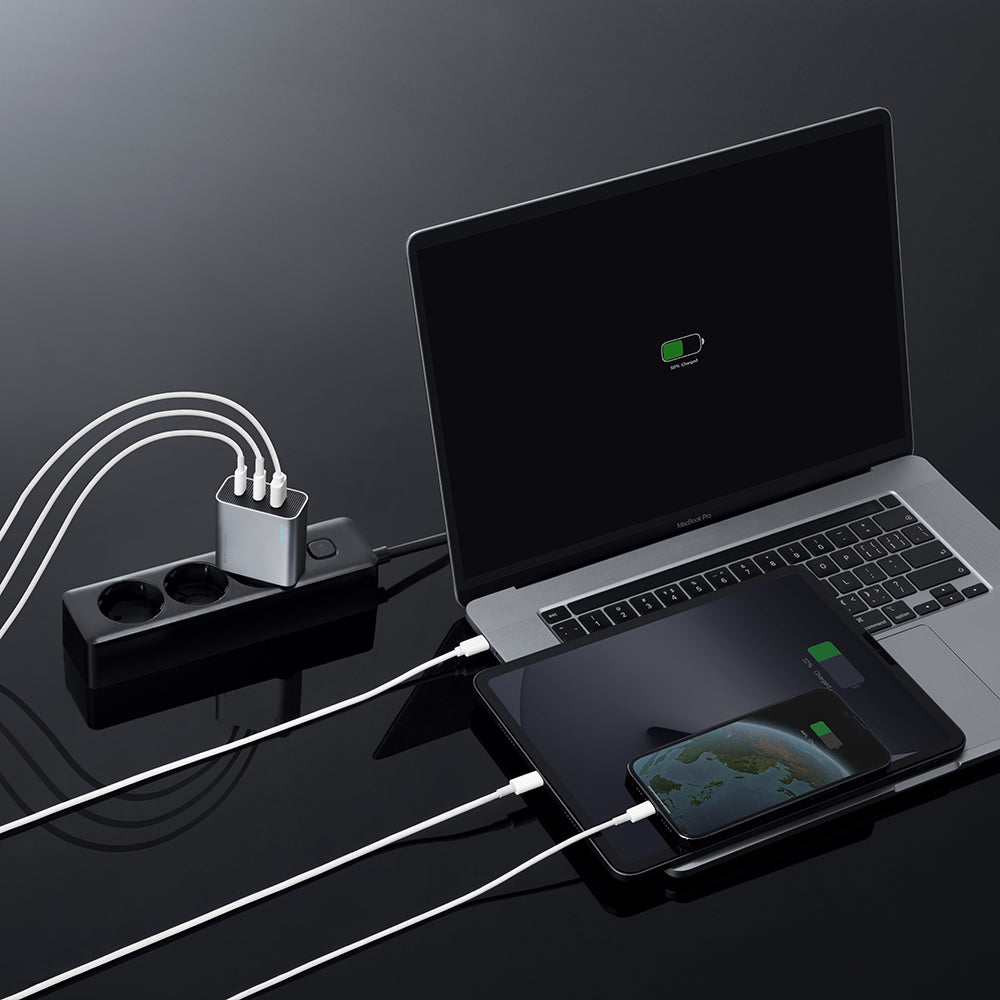 Incarcator Cuktech (A15C-EU), 2x USB-C + USB-A, 65W, GaN, Alb