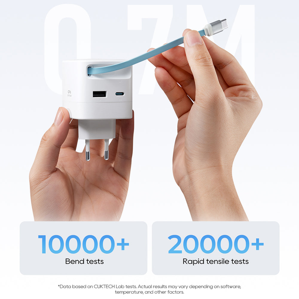 Incarcator Cuktech (AD653W), USB-C + USB-A, 67W, GaN, Alb