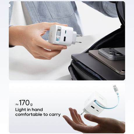 Incarcator Cuktech (AD653W), USB-C + USB-A, 67W, GaN, Alb