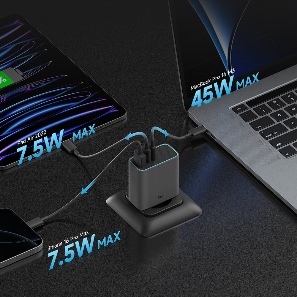 Incarcator Cuktech (AD653C), 2x USB-C / 1x USB-A, 65W GaN, Gri