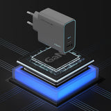 Incarcator Cuktech (AD653C), 2x USB-C / 1x USB-A, 65W GaN, Gri