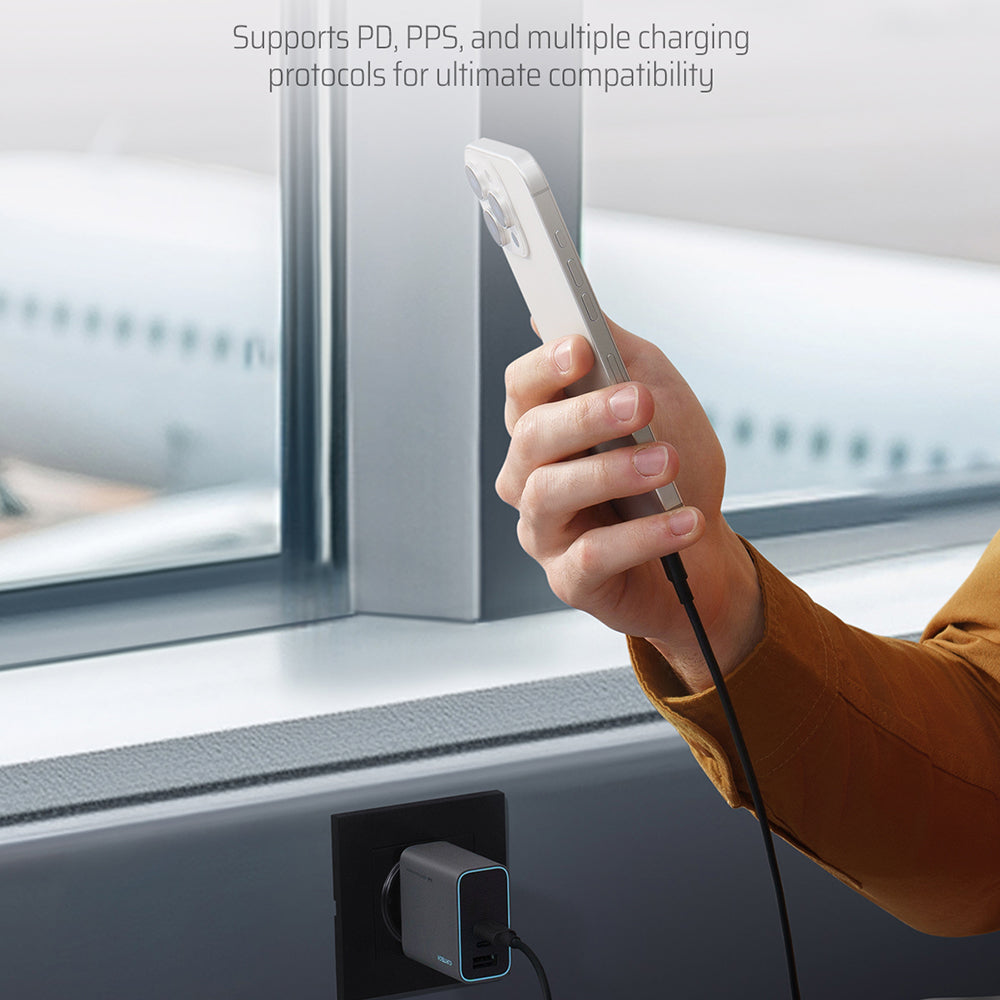 Incarcator Cuktech (AD653C), 2x USB-C / 1x USB-A, 65W GaN, Gri