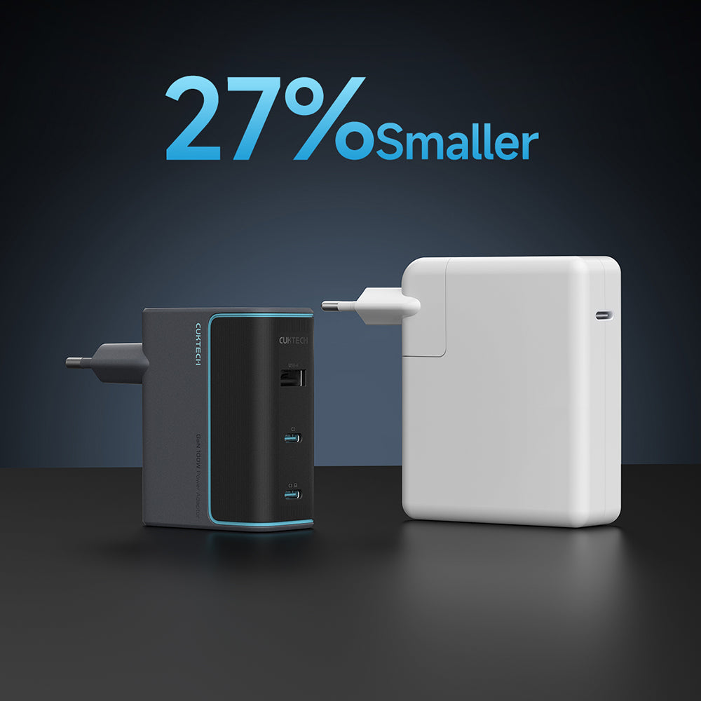 Incarcator Cuktech (AD1003EU), 2x USB-C + USB, 100W, GaN, Gri