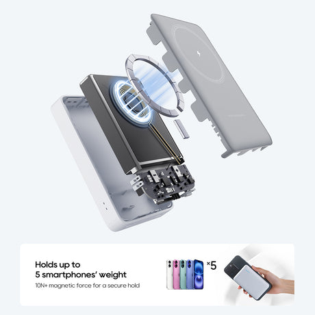 Baterie externa Cuktech WPB100N, 10000mAh, 20W USB-C, Alb