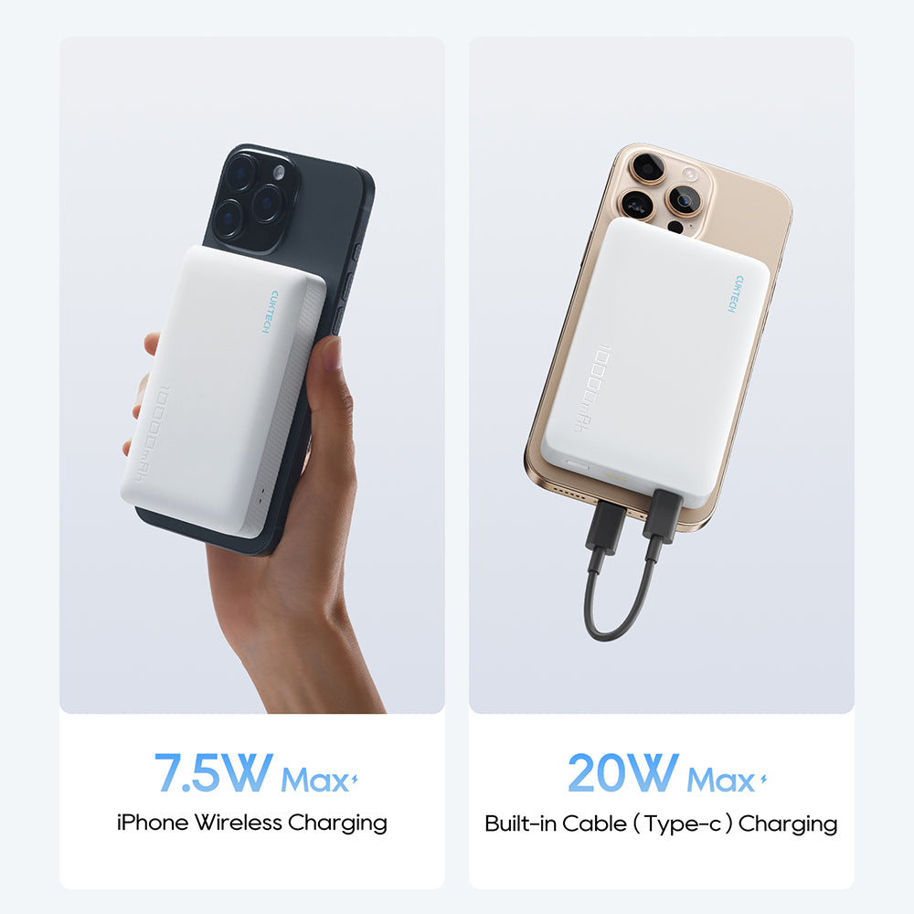 Baterie externa Cuktech WPB100N, 10000mAh, 20W USB-C, Alb