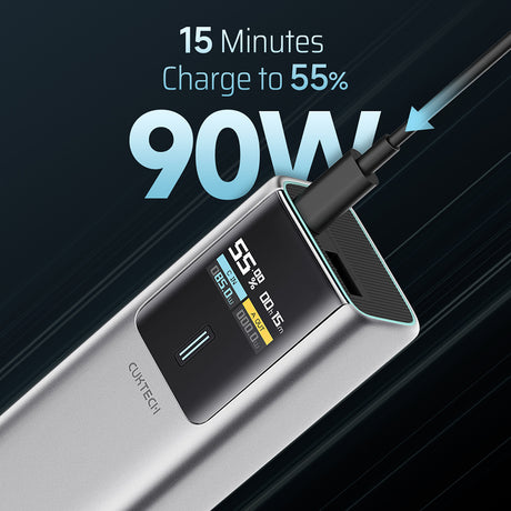 Baterie externa Cuktech PB100P (CKPB100PGLBK), 10000mAh, USB-C / USB, 150W, Gri