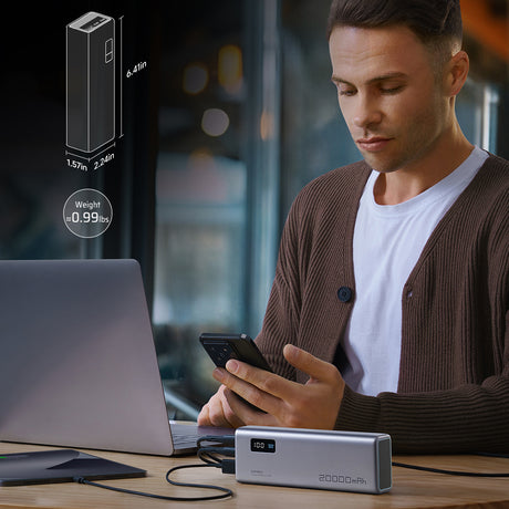 Baterie externa Cuktech PB200P, 20000mAh, 2x USB-C + USB, 150W, Gri