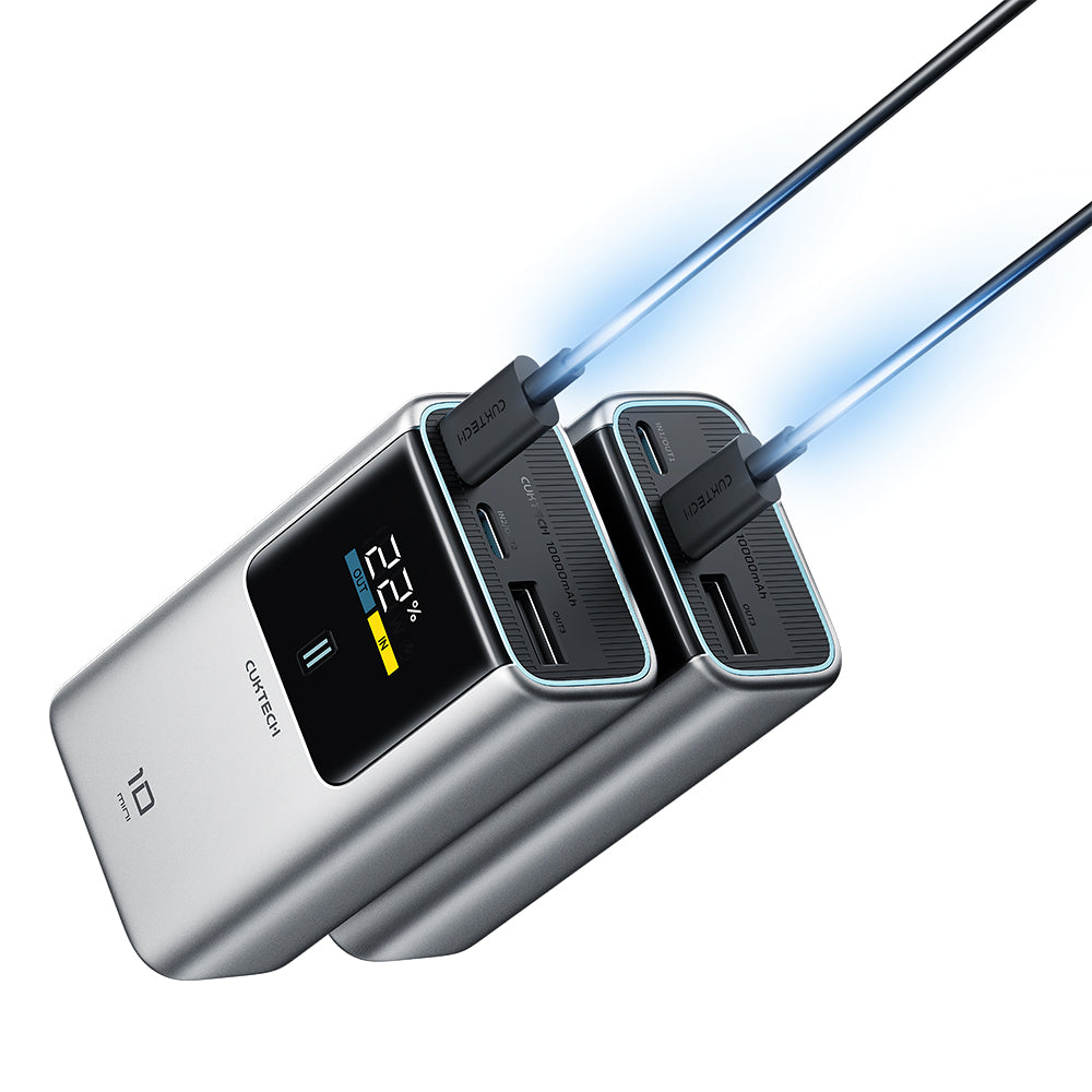 Baterie externa Cuktech PB1055 (CKPB1055GBTG), 10000mAh, 2x USB-C + USB, 55W, Gri