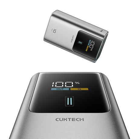 Baterie externa Cuktech PB1055 (CKPB1055GBTG), 10000mAh, 2x USB-C + USB, 55W, Gri