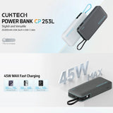 Baterie externa Cuktech LPB200N (CUKP200NGLDG), 20000mAh, USB / USB-C / Lightning, 45W, Negru