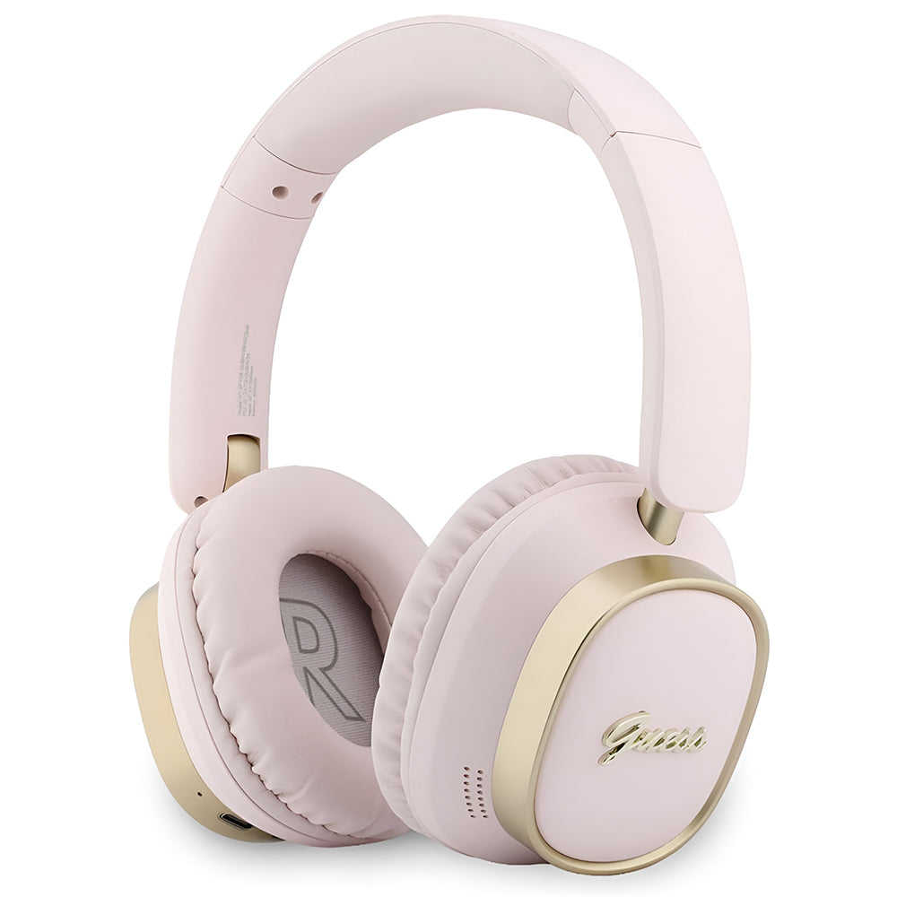 Casti Wireless Guess Rectangle Metal Script (GUBHV28HGCSMP), Over-ear, Bluetooth, Roz