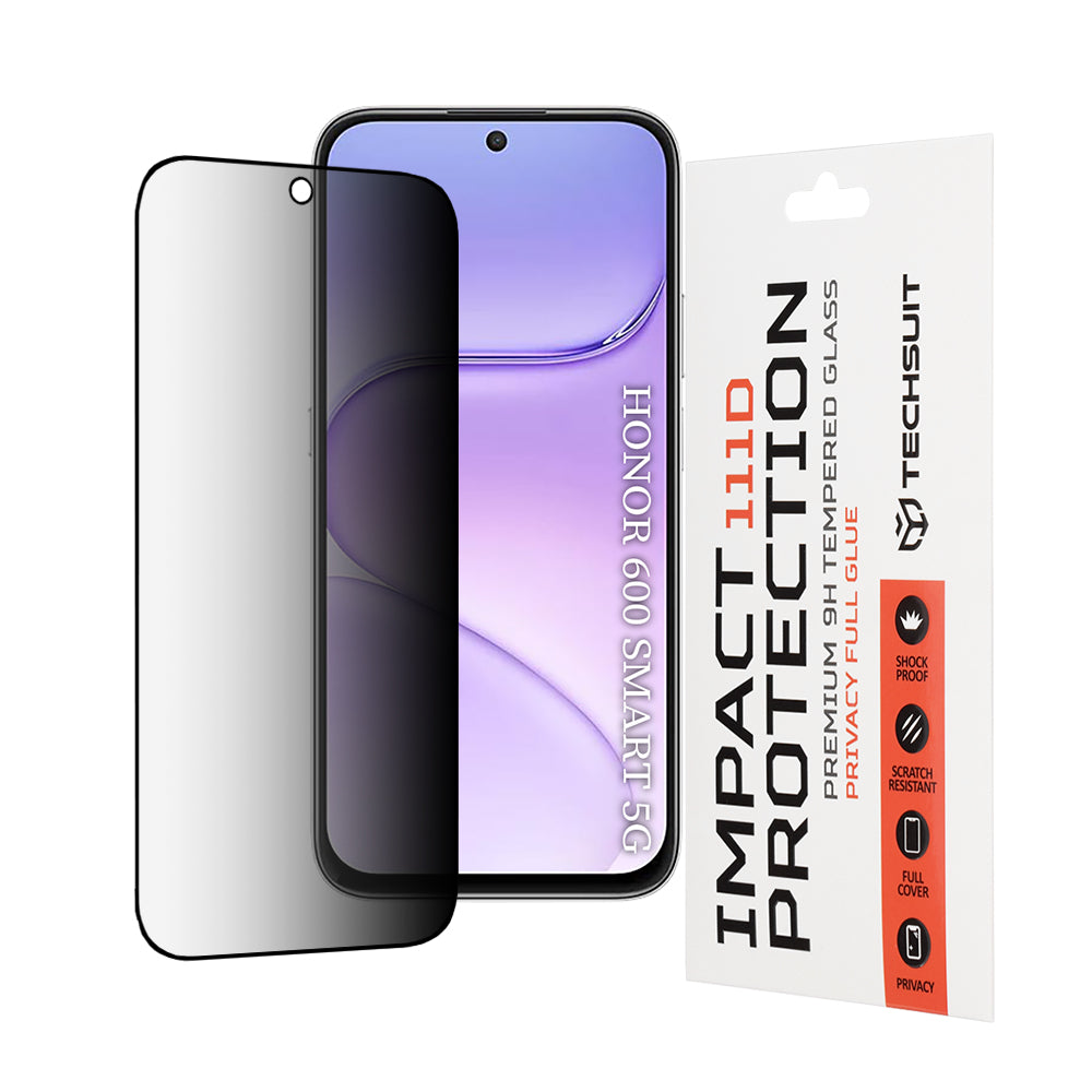 Folie de protectie Techsuit 111D Privacy Full Glue compatibil cu Honor 600 Smart, Negru
