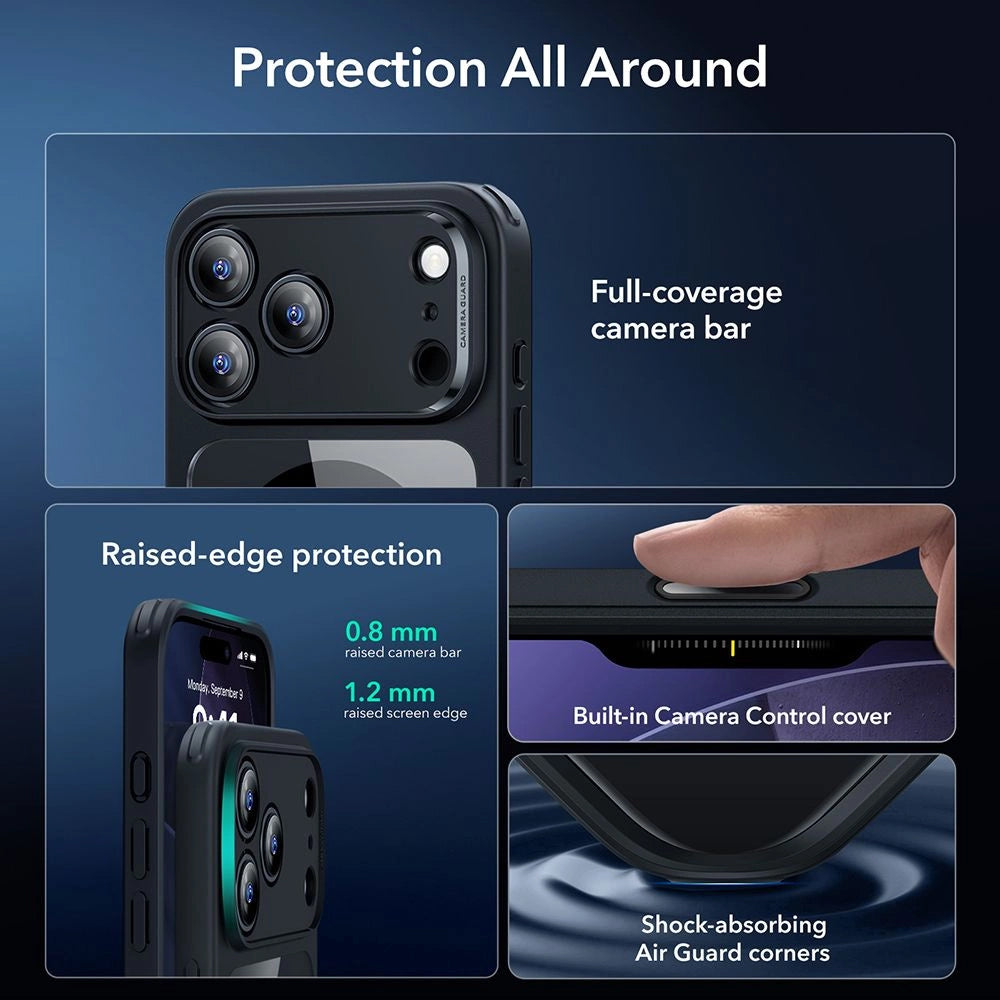 Husa de protectie ESR Classic Hybrid compatibil cu iPhone 17 Pro / iPhone 18 Pro, Negru Transparent