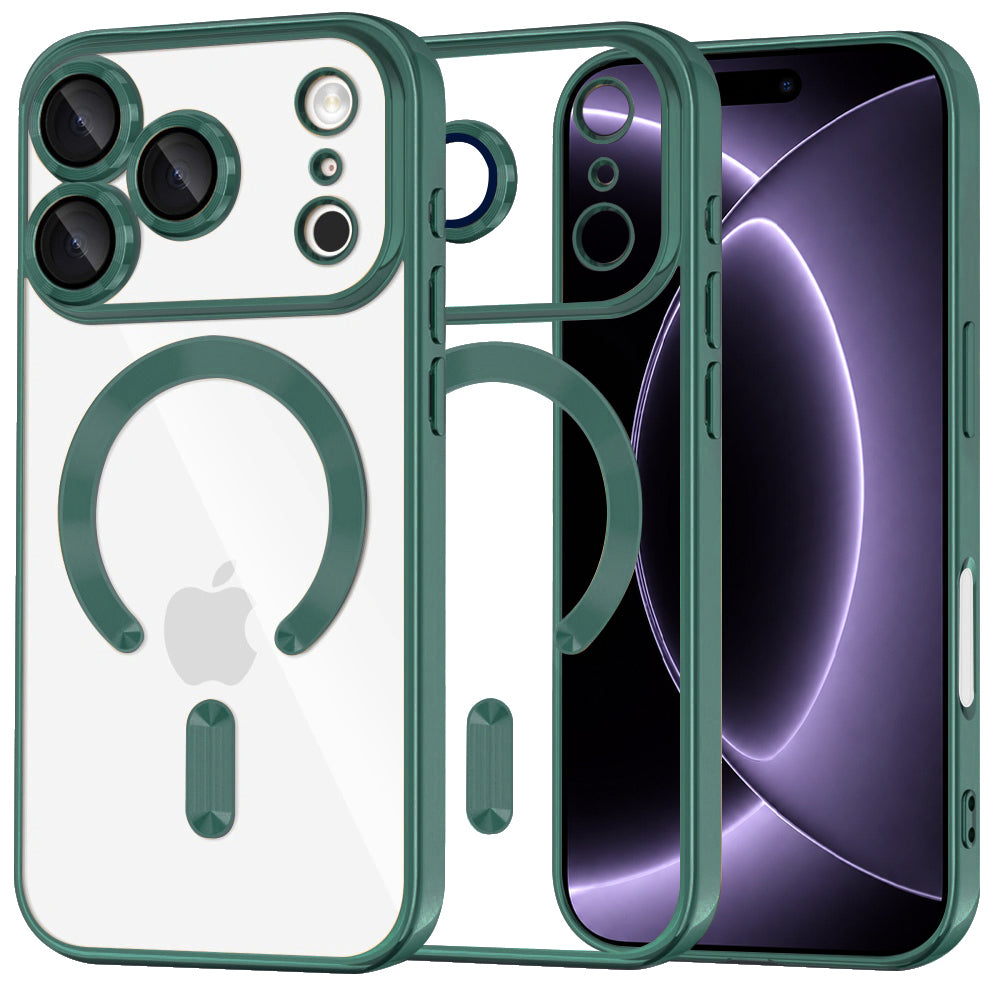 Husa de protectie Techsuit Luxury Crystal MagSafe compatibil cu iPhone 18 Pro / iPhone 17 Pro, Verde inchis