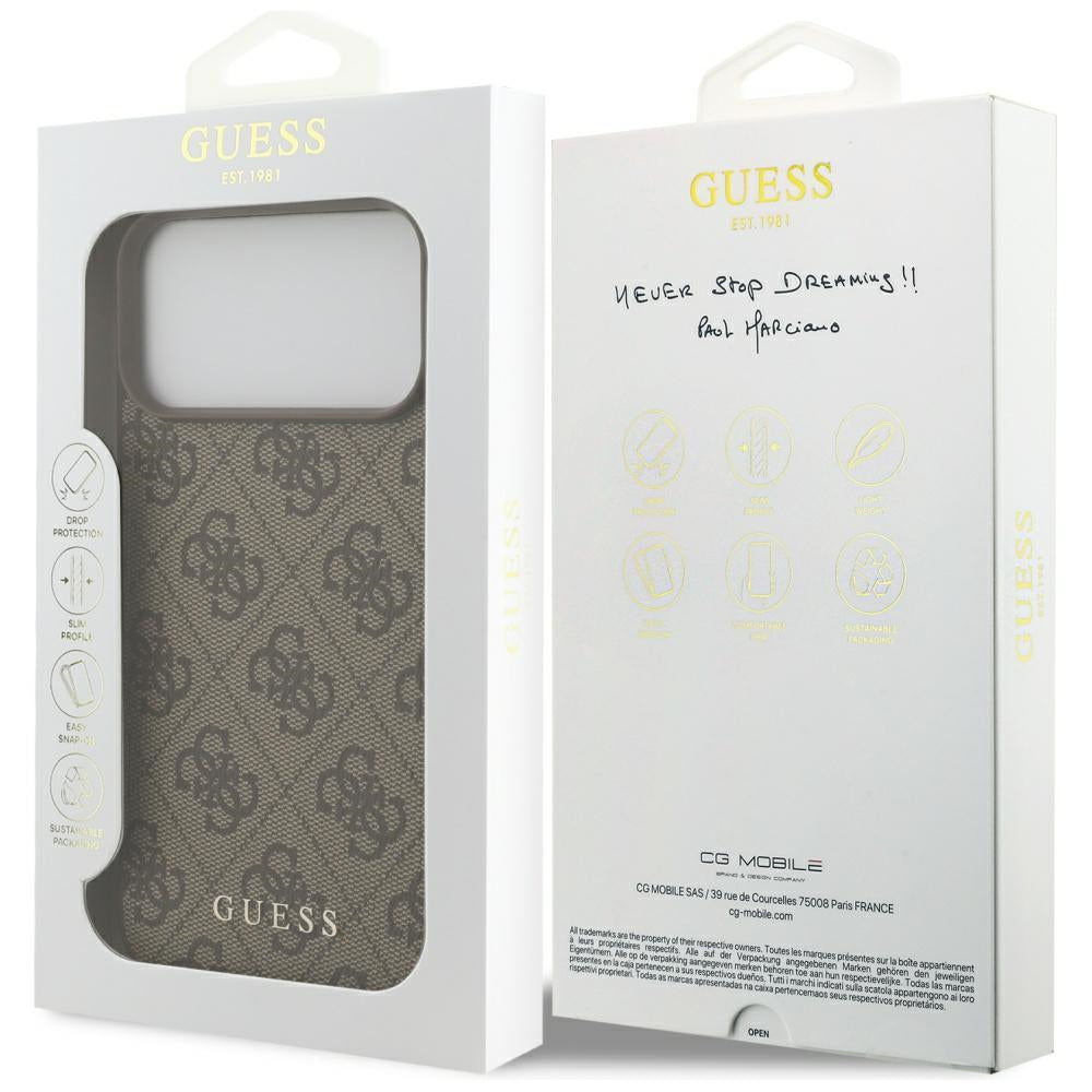 Husa de protectie Guess Hardcase 4G compatibil cu iPhone 18 Pro Max, Maro