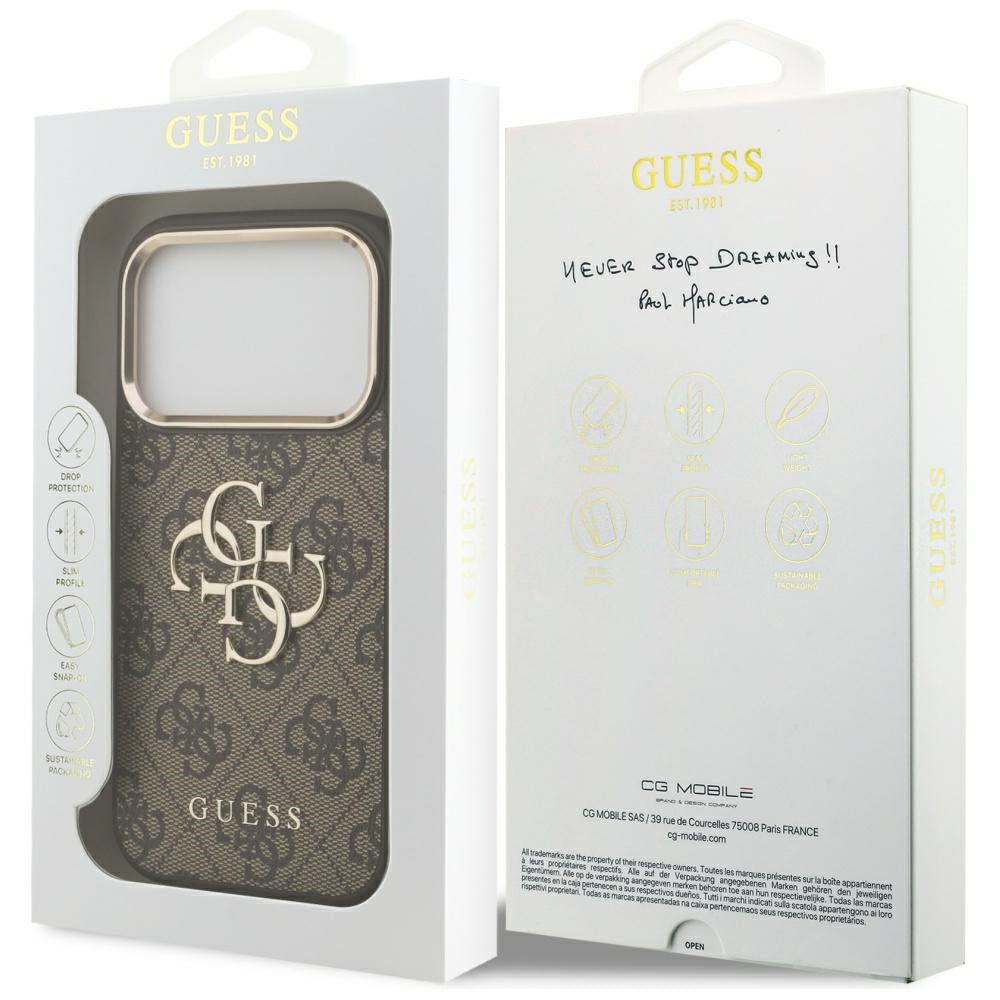 Husa de protectie Guess Hardcase 4G compatibil cu iPhone 18 Pro Max, Maro