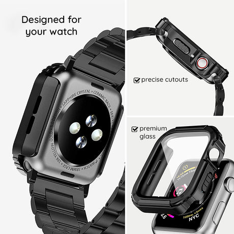 Folie de protectie smartwatch Lito Watch Armor 360 Case + Screen Protector compatibil cu Apple Watch 1 / 2 / 3 (38mm), Albastru