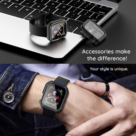 Folie de protectie smartwatch Lito Watch Armor 360 Case + Screen Protector compatibil cu Apple Watch 1 / 2 / 3 (38mm), Albastru