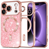 Husa de protectie Techsuit Luxury Glitter MagSafe compatibil cu iPhone 18 Pro / iPhone 17 Pro, Roz Auriu