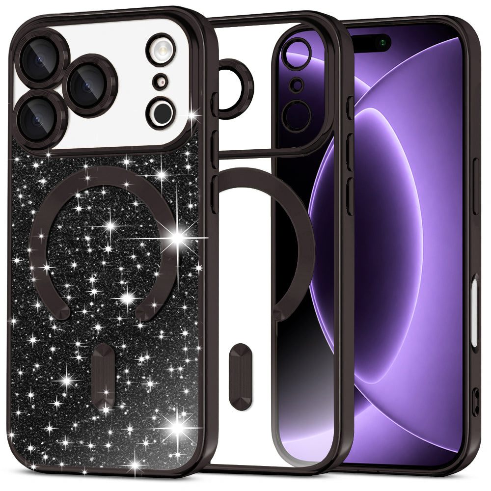 Husa de protectie Techsuit Luxury Glitter MagSafe compatibil cu iPhone 18 Pro / iPhone 17 Pro, Negru