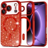 Husa de protectie Techsuit Luxury Glitter MagSafe compatibil cu iPhone 18 Pro / iPhone 17 Pro, Roșu