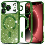 Husa de protectie Techsuit Luxury Glitter MagSafe compatibil cu iPhone 18 Pro Max / iPhone 17 Pro Max, Verde