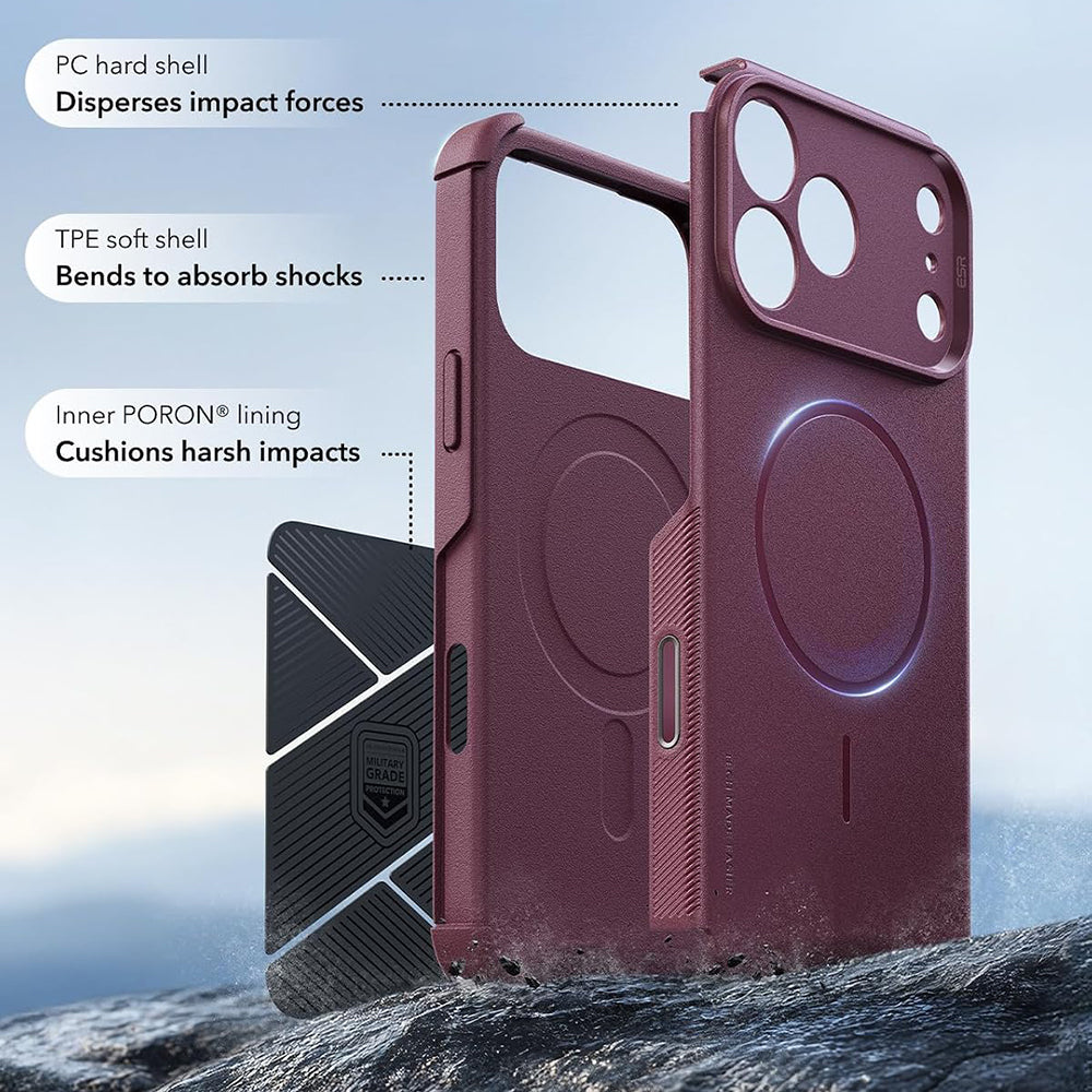 Husa de protectie ESR Cyber Halolock compatibil cu iPhone 18 Pro Max / iPhone 17 Pro Max, Bordo