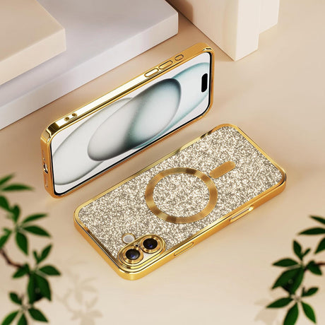 Husa de protectie Techsuit Luxury Glitter MagSafe compatibil cu iPhone 18 Pro / iPhone 17 Pro, Roz Auriu