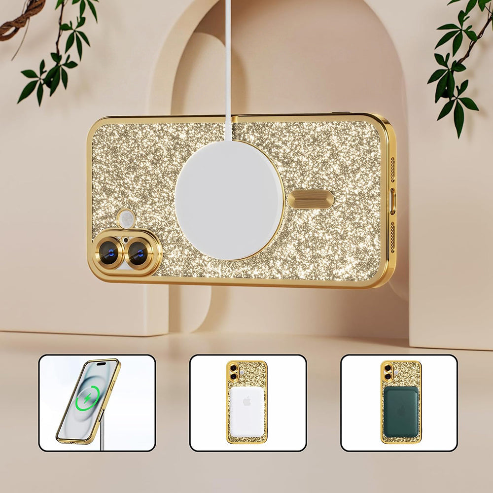 Husa de protectie Techsuit Luxury Glitter MagSafe compatibil cu Samsung Galaxy A27 5G, Roz Auriu