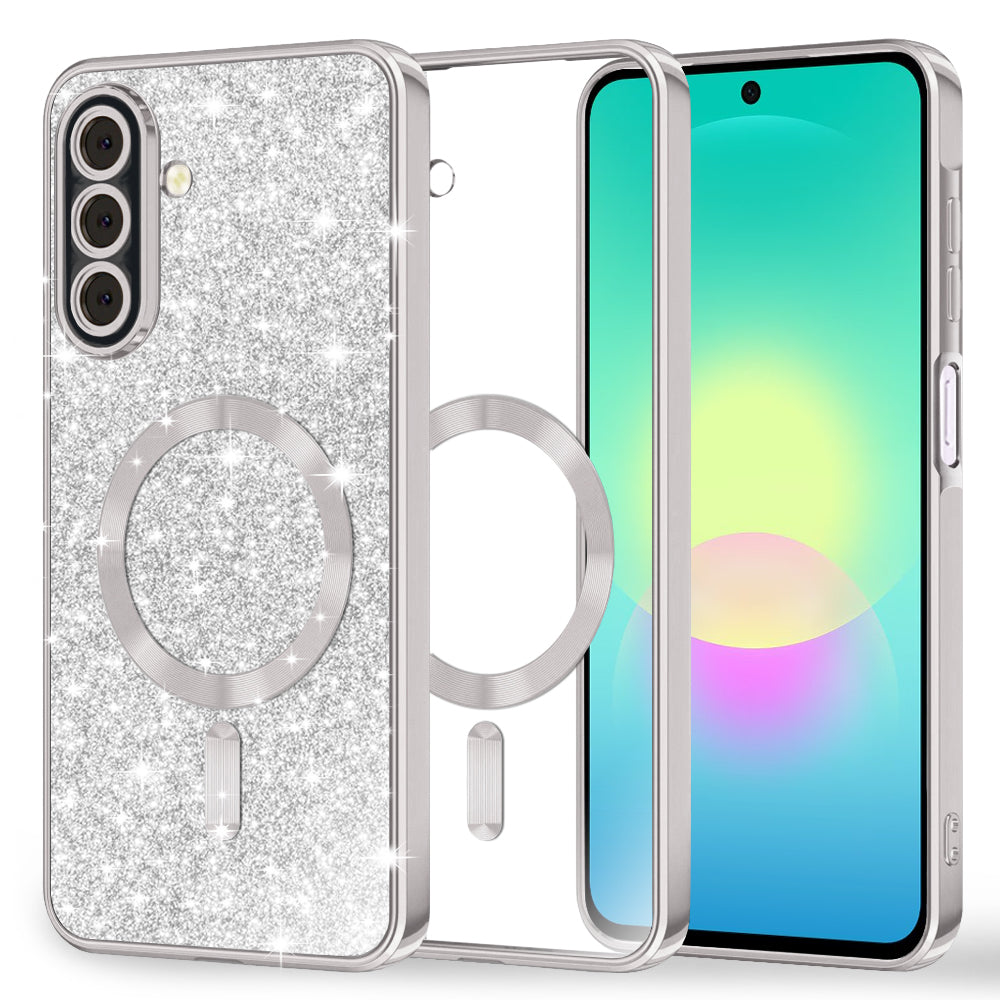 Husa de protectie Techsuit Luxury Glitter MagSafe compatibil cu Samsung Galaxy A27 5G, Argintiu
