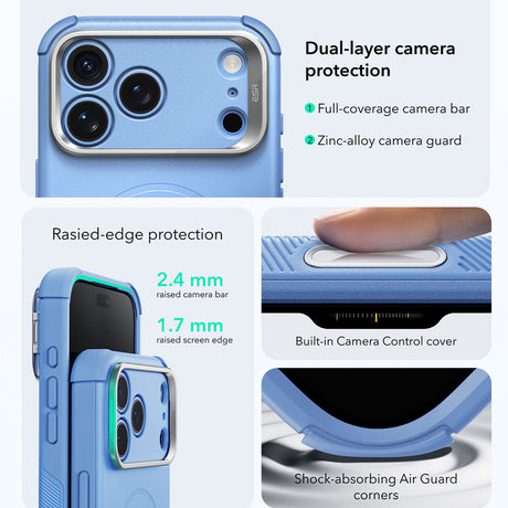 Husa de protectie ESR Cyber Armor compatibil cu iPhone 17 Pro Max / iPhone 18 Pro Max, Albastru