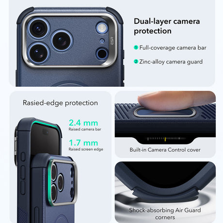 Husa de protectie ESR Cyber Armor compatibil cu iPhone 17 Pro / iPhone 18 Pro, Albastru
