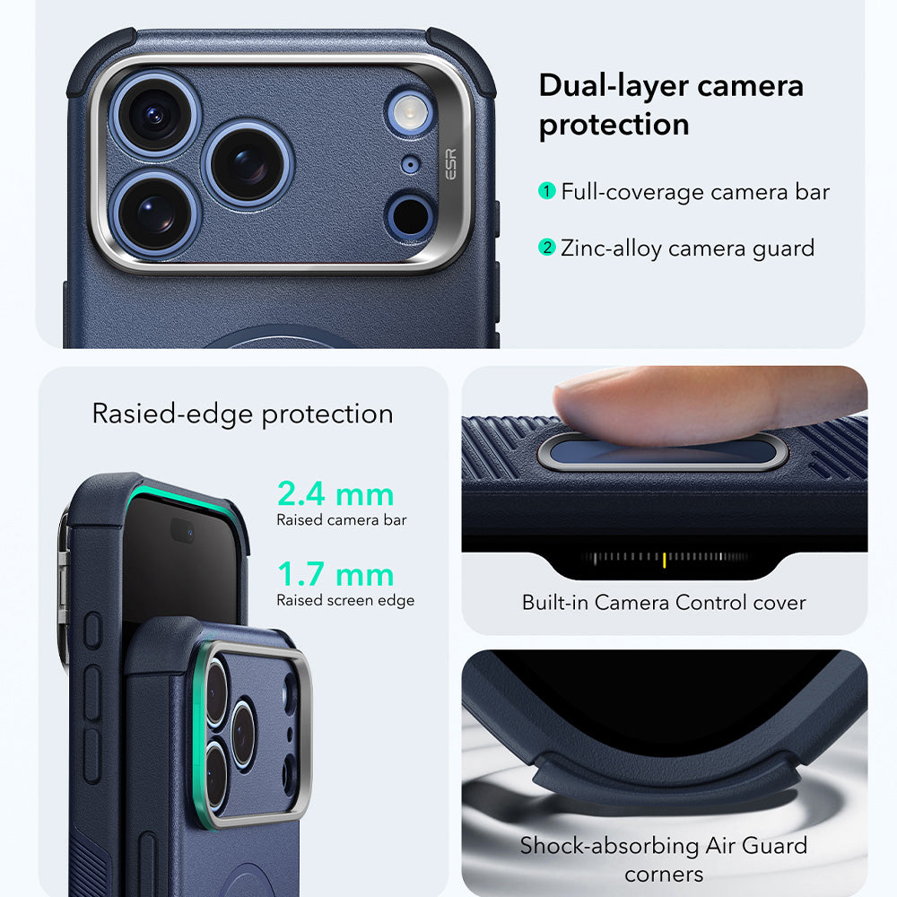 Husa de protectie ESR Cyber Armor compatibil cu iPhone 17 Pro Max / iPhone 18 Pro Max, Albastru