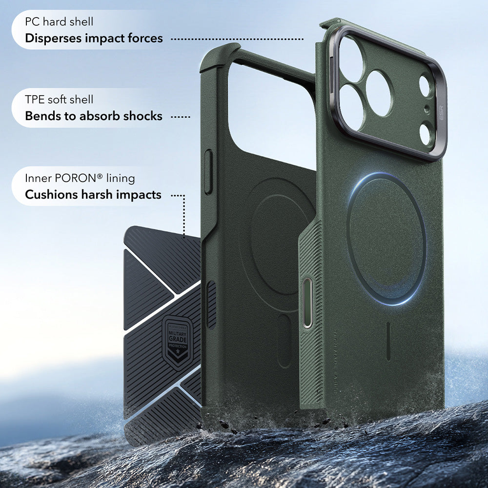 Husa de protectie ESR Cyber Armor compatibil cu iPhone 17 Pro / iPhone 18 Pro, Verde